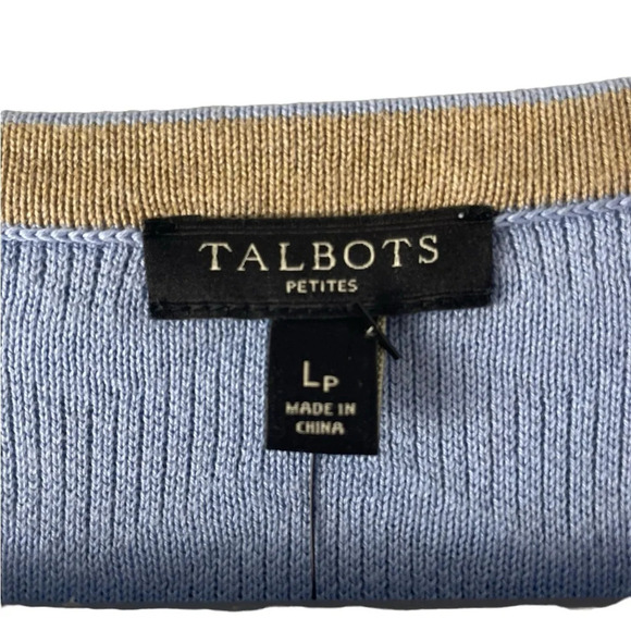 Talbots Blue Chevron Sweater Cardigan Petite Large - Picture 7 of 8